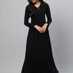 AURELIA Women Black Thread Work Anarkali Kurta image 1