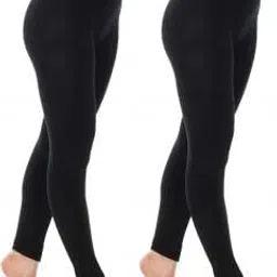 shaperx Women's Highwaist Sports Activewear Tights for Yoga Gym Dance Workout Pack 2 (XS) Black image 1