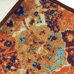 Story@home Mustard-Yellow & Blue Printed Anti-Skid Rectangular Floor Carpet image 4