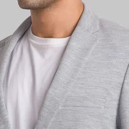 Park Avenue Men Grey Solid Single Breasted Blazer image 4