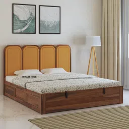 Aaram Sheesham Wood King Size Bed With Hydraulic Storage in Provincial Teak Finish-image-27
