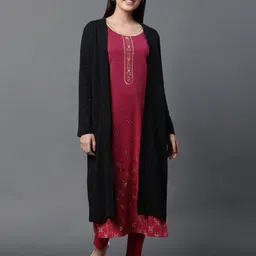 AURELIA Self design Long Sleeve Open Front Longline Shrug-picture-18