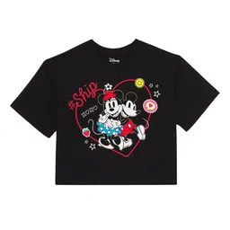 Disney by Wear Your Mind Girls Black Printed Pure Cotton T-shirt-picture-44
