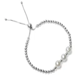 Paavni Girls Sterling Silver Mother of Pearl Handcrafted Rhodium-Plated Charm Bracelet-picture-20