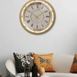 RANDOM Gold-Toned & Black Printed Analogue Contemporary Wall Clock image 1