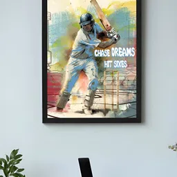 Art Street Black & White Framed Art Print Cricket Batsman Quotes Poster-image-83