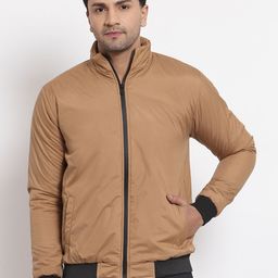 Style Quotient Men Tan & Black Solid Lightweight Bomber Jacket-picture-31