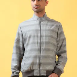 THINC Men Mandarin Collar Striped Casual Bomber Jacket-picture-20