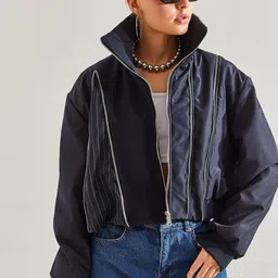 BIANCO LUCCI Mock Collar Open Front Jacket-picture-35