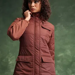 Tokyo Talkies Brown Hooded Padded Jacket-picture-9