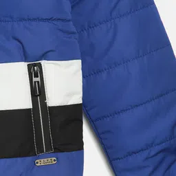 Blue Giraffe Boys Blue & White Colourblocked Puffer Jacket image 4