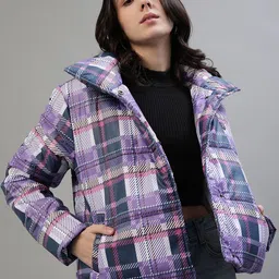 Iconic Geometric Printed Long Sleeves Mock Collar Puffer Jacket image 5