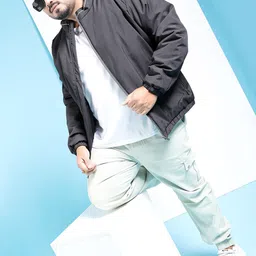hardsoda by the indian garage co HARDSODA Plus Size Stand Collar Lightweight Bomber Jacket image 3