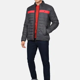 t-base Men Grey Colourblocked Lightweight Padded Jacket image 2