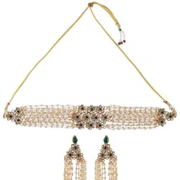 Jazz and Sizzle Gold-Plated Kundan-Studded & Pearl-Beaded Jewellery Set image 2