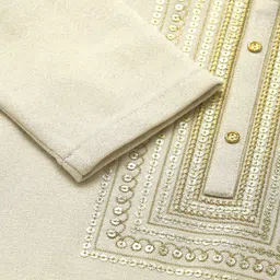 AURELIA Women White Geometric Embroidered Kurta image 2