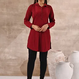 Lakshita Wool Woven Design Shirt Collar Kurti-picture-34