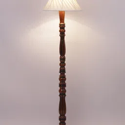 Devansh White & Brown Cotton & Wooden Floor Lamp image 5