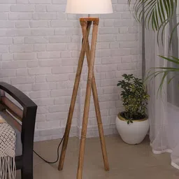 Homesake White & Brown Contemporary Candlestick Tripod Floor Lamp With Jute Shade-picture-41