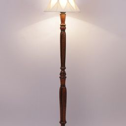 Devansh Off-White & Brown Cotton & Wooden Floor Lamp-picture-19