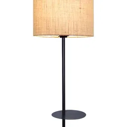 Homesake Black & Beige Dual Shelf Metal Floor Lamp with Fabric Shade image 5