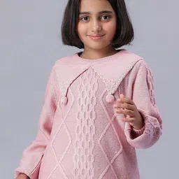 Bharatasya Girls Cable Knit Round Neck Long Sleeves Acrylic Pullover Sweaters-image-27