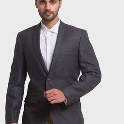 ColorPlus Men Grey Self Design Pure Cotton Single-Breasted Formal Blazers-picture-30