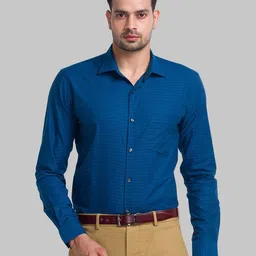 Park Avenue Men Blue Slim Fit Printed Organic Cotton Casual Shirt-image-90