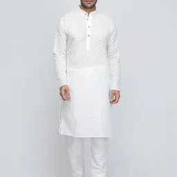 ROYAL KURTA Ethnic Motifs Embroidered Pure Cotton Kurta With Pyjamas image 1