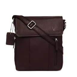 WildHorn Men Brown Solid Leather Sling Messenger Bag-picture-35