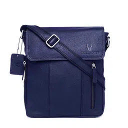 WildHorn Men Blue Textured Messenger Bag-image-15