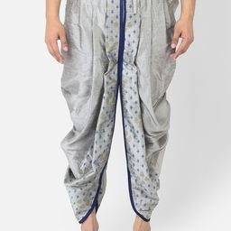 DEYANN Men Silver & Blue Printed Dhoti-picture-28