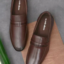 pelle albero Men Brown Solid Leather Formal Loafers-picture-23