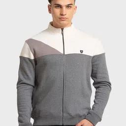 ColorPlus Men Grey Colourblocked Sweatshirt-image-1