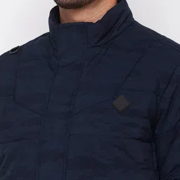 SPYKAR Men Blue nightshadow blue Camouflage Checked Quilted Jacket image 3