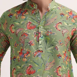 KALKI Fashion Men Floral Printed Regular Kurta With Trousers image 5