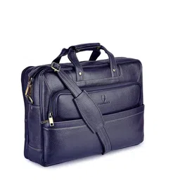 WildHorn Men Blue Genuine Leather Laptop Bag image 5