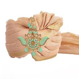 Mahi Men Stone-Studded & Beaded Safa Kalangi Brooch image 3