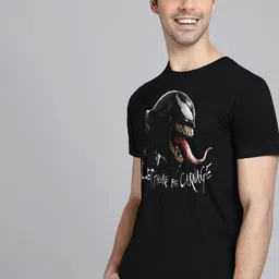 Free Authority Men Black Venom Printed Pure Cotton T-shirt image 3