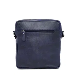 WildHorn Men Blue Textured Leather Sling Messenger Bag image 4