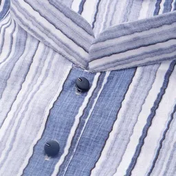 here&now x sanwara Sanwara Striped Mandarin Collar Pure Cotton Kurta With Churidar image 2