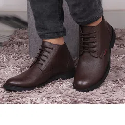 Red Chief Men Brown Leather Formal Derby Boots image 3