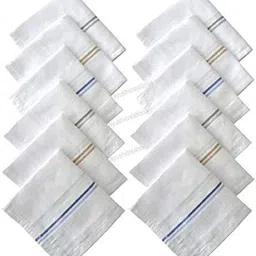 Unisex Cotton Business Handkerchiefs (45X45 cm, White) - Set of 10 Pieces image 1