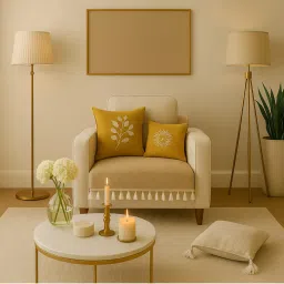 THROW PILLOW Light Beige With Small Tassel Trim Lace Sofa Cover-image-30