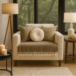 THROW PILLOW Grey With Small Tassel Trim Lace Sofa Cover-picture-10