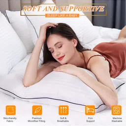 Pum Pum White 2 Pieces Fibre Filled Ultra Soft Sleep Pillow image 2