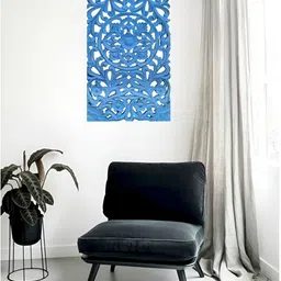 VAS collection home Blue Textured Wooden Wall Decor Plate-image-27