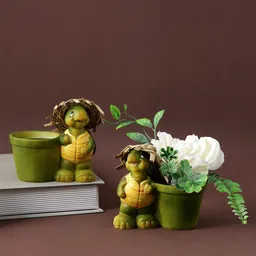 TAYHAA Green Straw Hat Turtle Flower Pot set-image-57