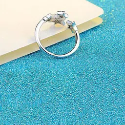 Jewels Galaxy Silver-Plated White Stone-Studded Adjustable Finger Ring image 2