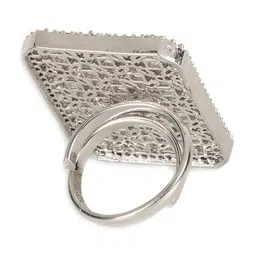 JEWELS GEHNA Silver-Toned Rhodium-Plated & AD Stone-Studded Finger Ring image 3